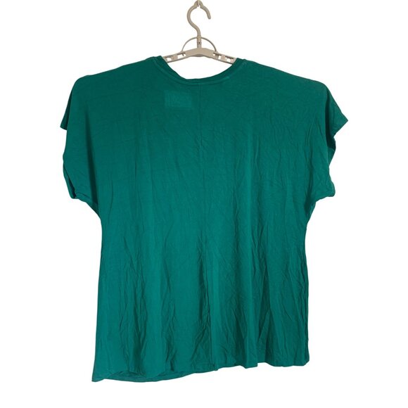 Ava & Viv Womens Plus Size Relaxed Stretch Twist-Front Green Blouse Top - Picture 3 of 10